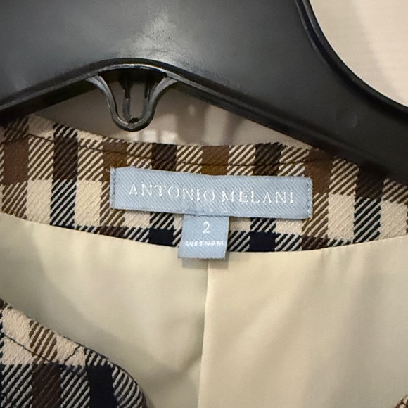 ANTONIO MELANI Checkered Blazer - Brown, Black, and Cream - Picture 2 of 9
